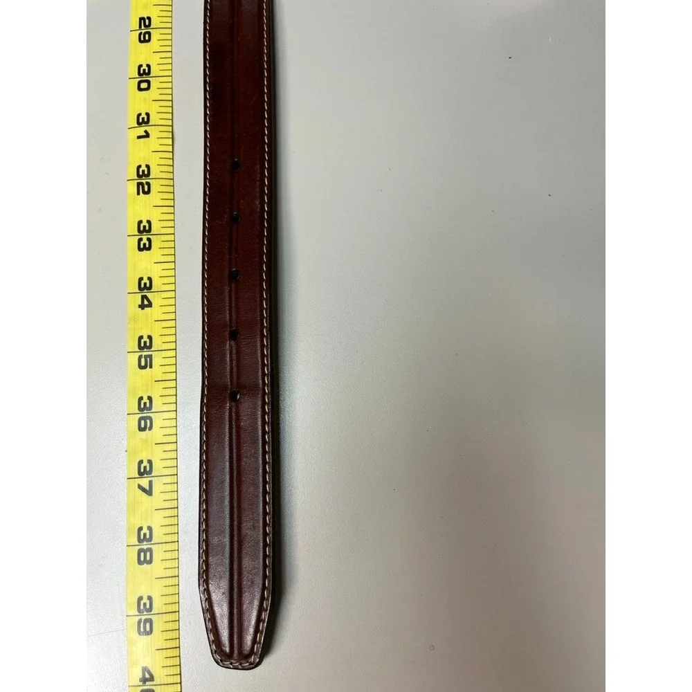 Cole Haan Mens Brown Leather Belt Solid Brass Buckle Crafted in England Size 34